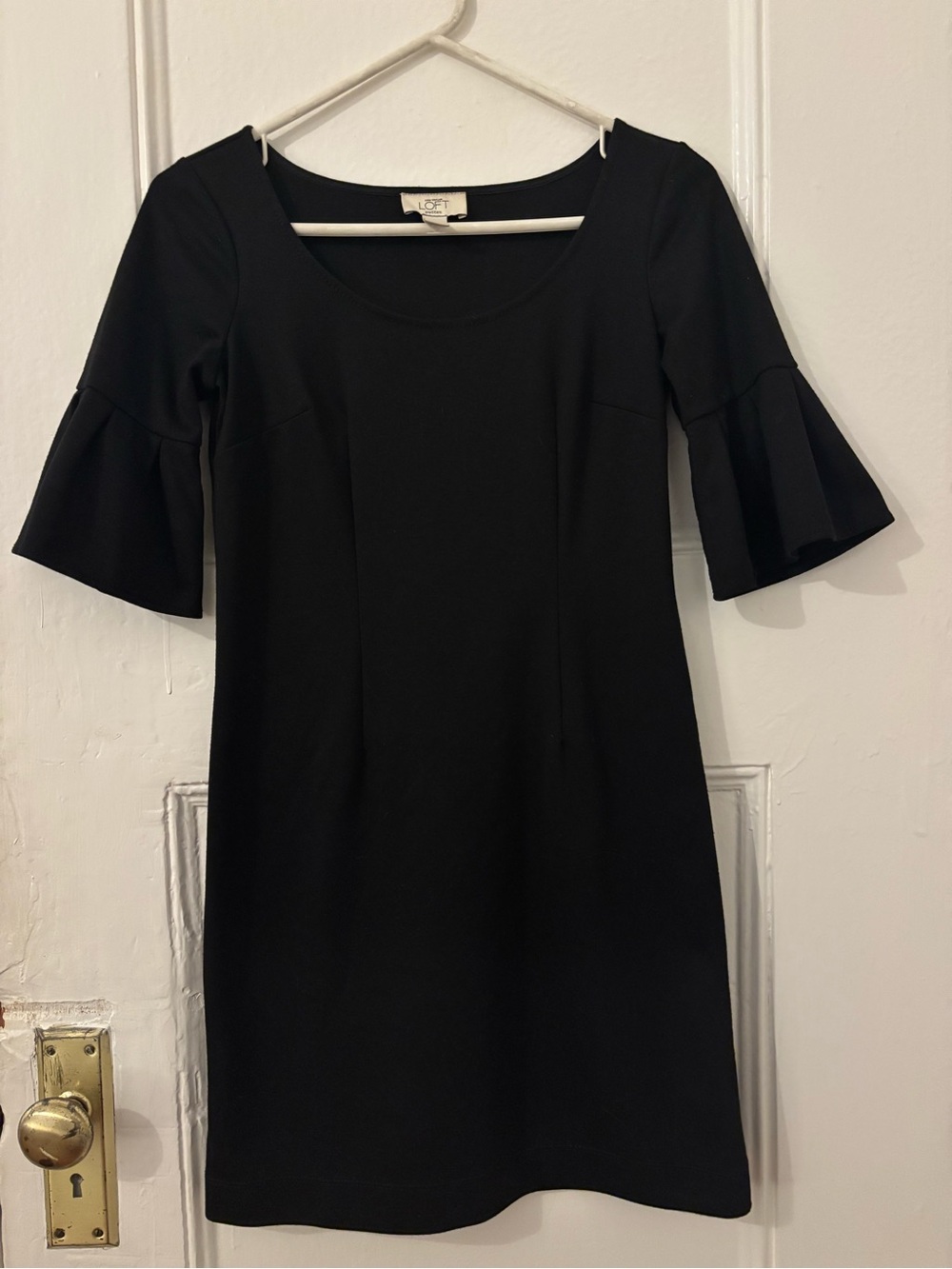 LOFT Black Ruffle Sleeve Mini Dress